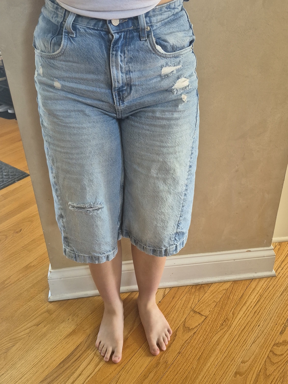 BDG Light Wash Distressed Denim Bermuda Shorts